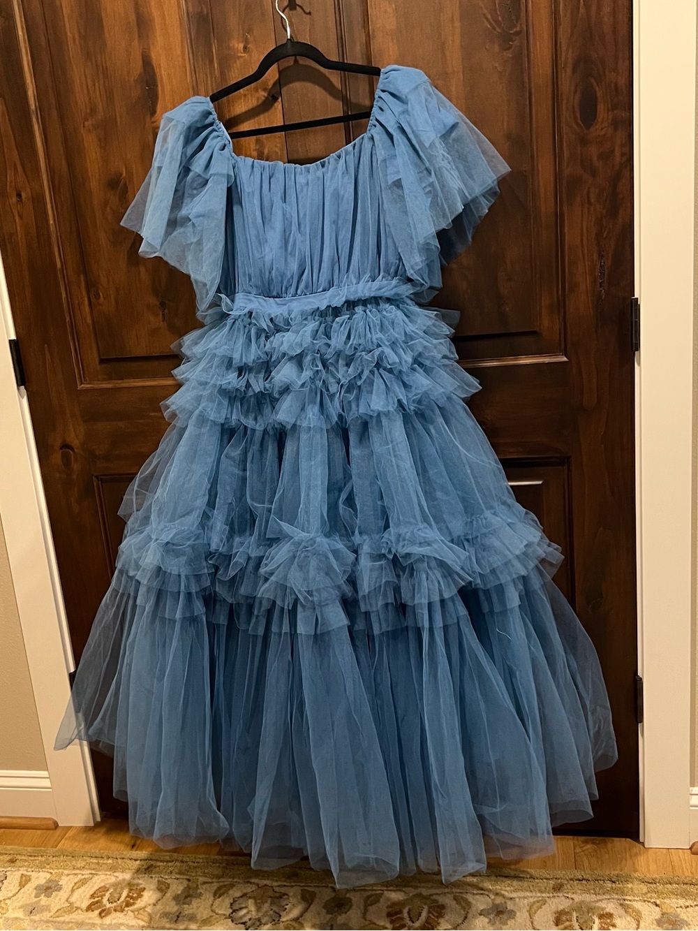 Ivy City Fairytale Elegant Blue Tiered Tulle Princess Maxi Dress - Picture 7 of 9